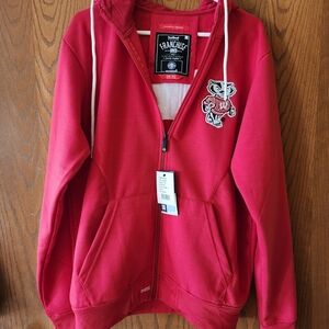 Red Zip-Up Hoodie with Logo